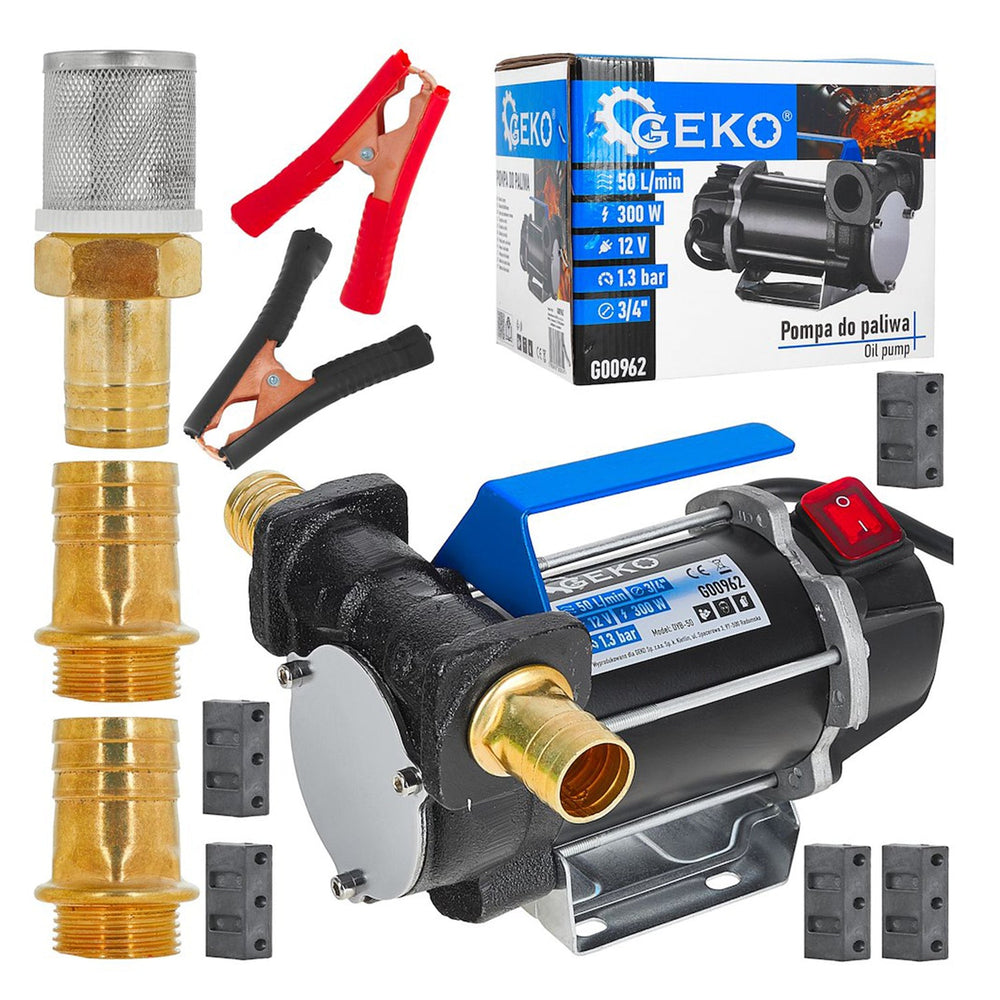 Pompa trasferimento carburante gasolio, portata 40l/min, 3 Bar, per l'estrazione di olio lubrificante, 230v 370w, kit-set con accessori travaso, Geko