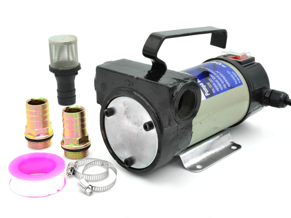 Pompa travaso olio e gasolio, 230v, portata 50 l/min, elettrica 180w per olio combustibile, per trasferimento carburante e rifornimento