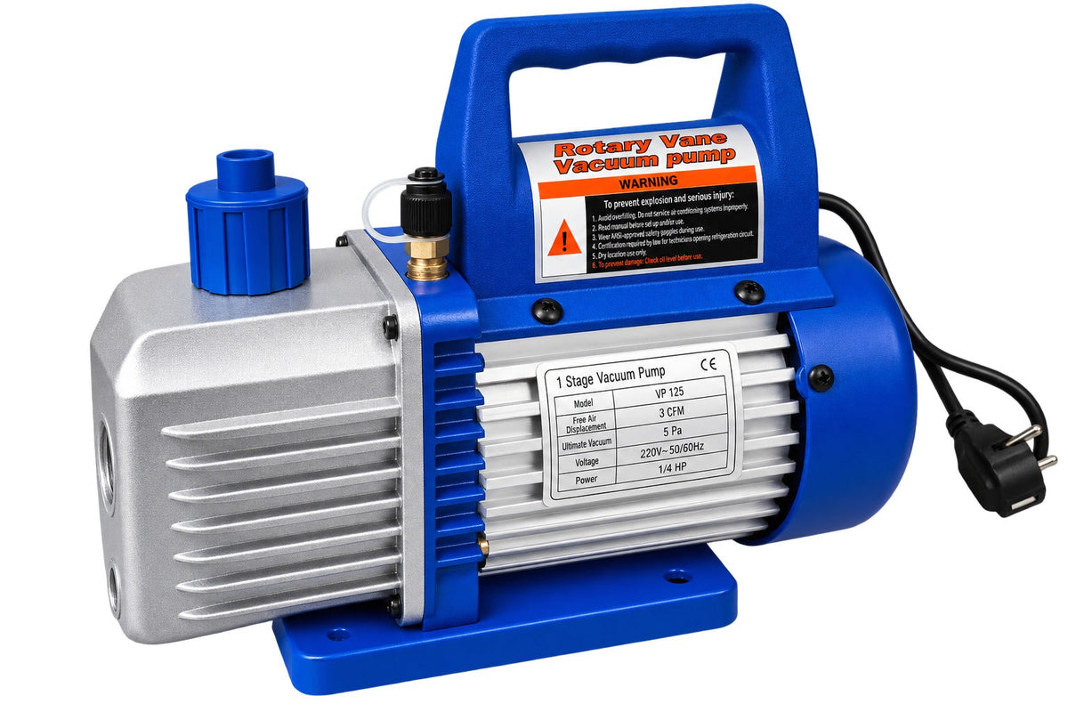 Set-kit pompa vuoto per condizionatori con manometri per HVAC/auto AC, ricarica aria condizionata per R134a, R22, R12 R502 refrigeranti,  70l/min a 2 vie, Gebo Tools