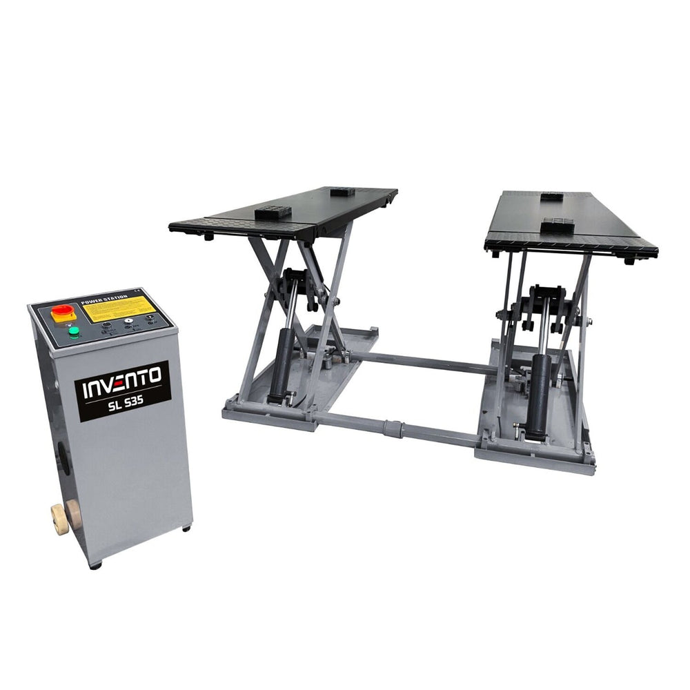 Ponte sollevatore a forbice portata 3500 kg, alzata da 110 a 1000mm ideale per gommisti, 220 V Invento