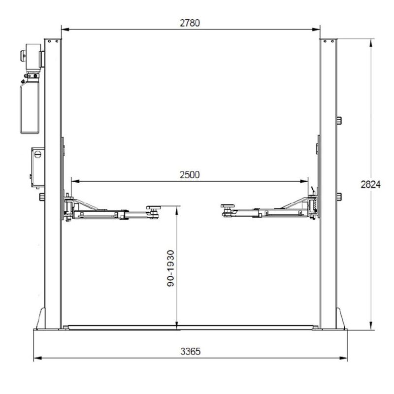 Ponte sollevatore auto a 2 colonne, portata 4000 kg, 380v, idraulico , sblocco automatico, olio gratis incluso Redats Polonia