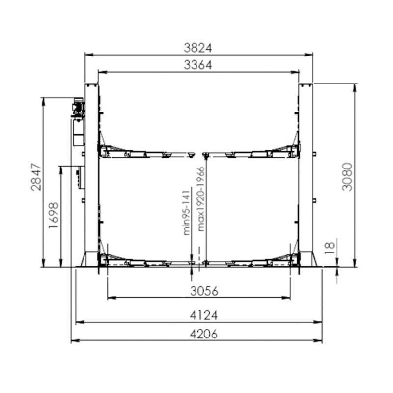 Ponte sollevatore auto a 2 colonne, portata 5000 kg, 380v, idraulico, sblocco automatico elettroidraulico, Redats Polonia