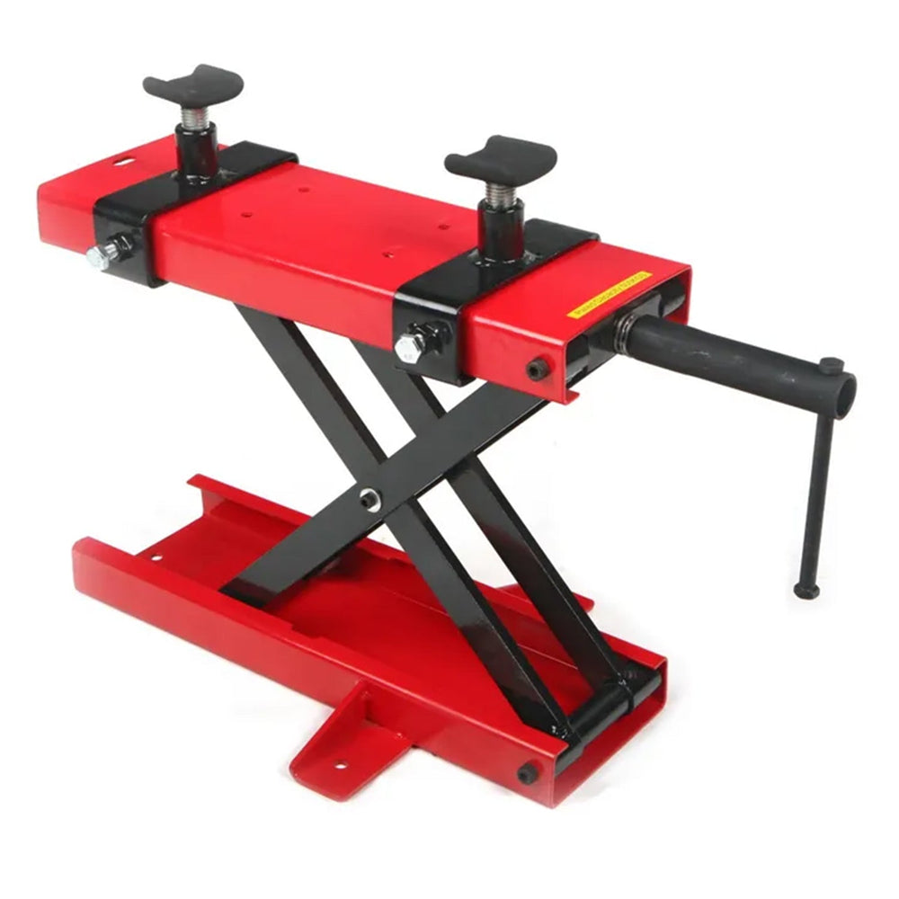 Ponte sollevatore cric idraulico a forbice per moto, da officina, capacità max. 500kg altezza regolabile 9-40 cm, cavalletto alzamoto con 2 selle antiscivolo, Premium
