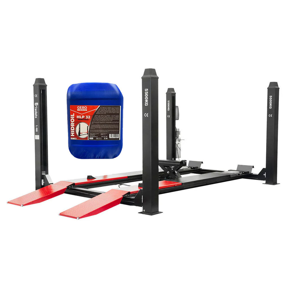Ponte sollevatore elettroidraulico a 4 colonne, portata 5500 kg,380v, con cric da fossa