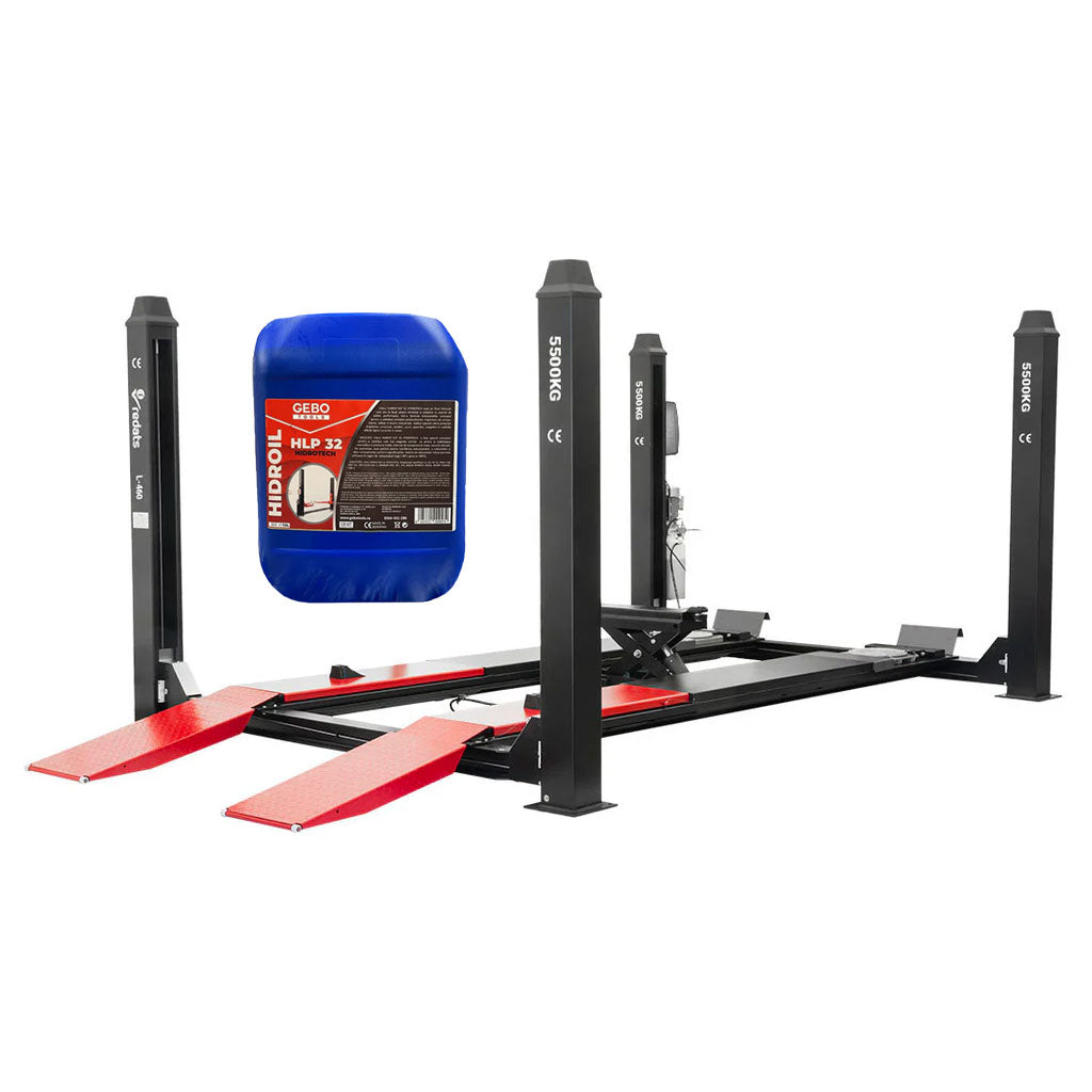 Ponte sollevatore elettroidraulico a 4 colonne, portata 5500 kg,380v, con cric da fossa