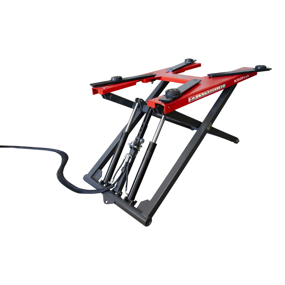 Ponte sollevatore idraulico a forbice per moto da officina capacità max. 3000kg altezza regolabile 130-1200 mm, cavallletto alzamoto