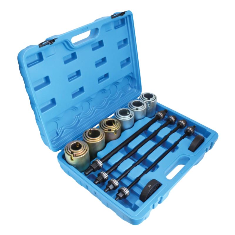 Estrattori set per montaggio smontaggio cuscinetti ruota e boccole, utensili per espulsione cuscinetti assiali, 26 pezzi Asta
