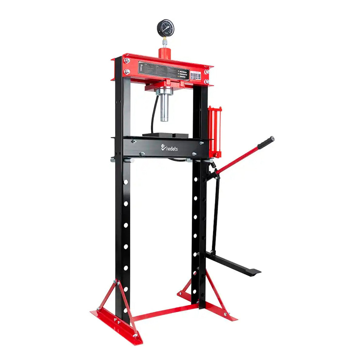 Pressa idraulica da officina 20 tonnellate a telaio per cuscinetti con manometro, a doppia azione, H-370N Redats