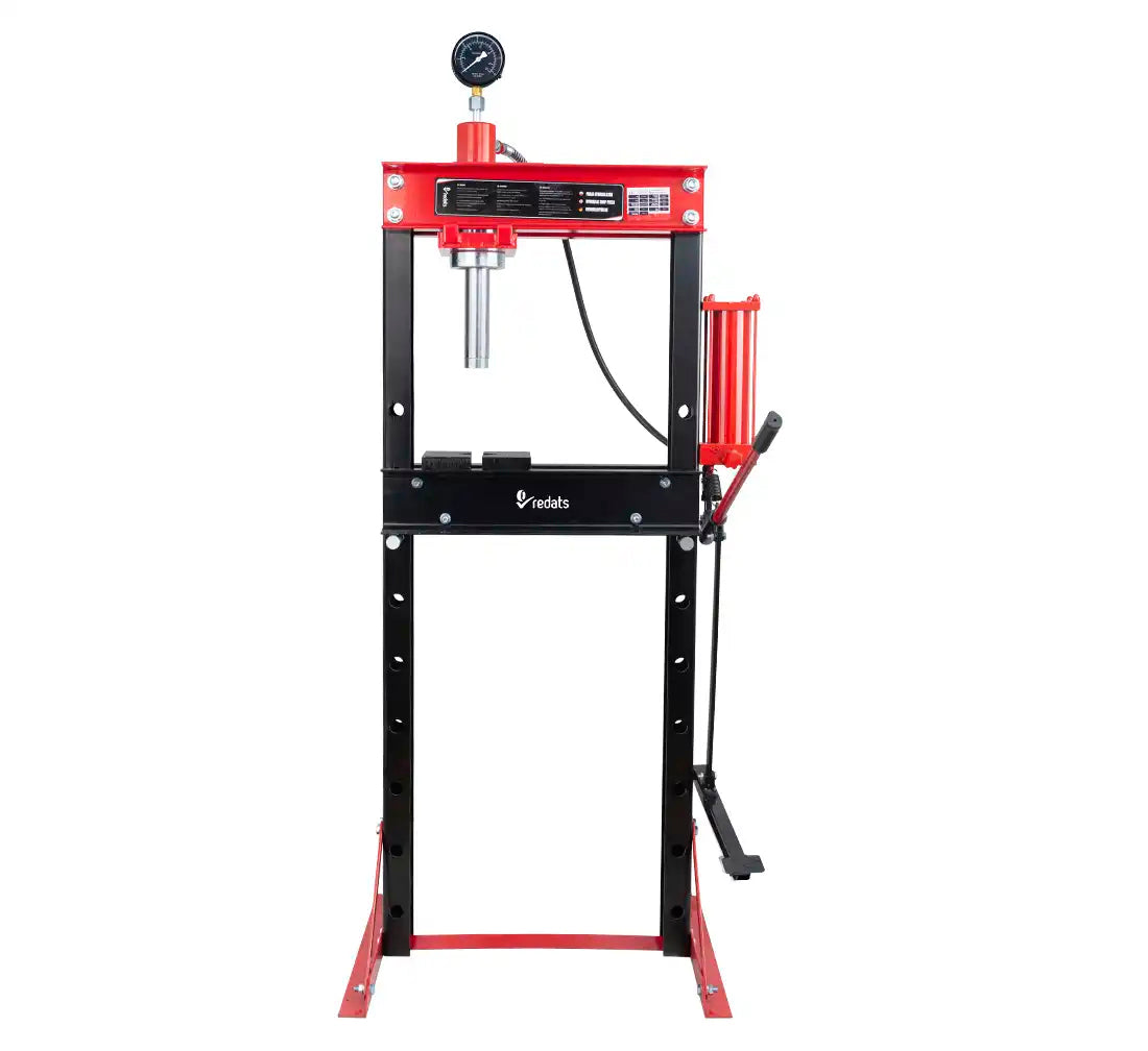Pressa idraulica da officina 20 tonnellate a telaio per cuscinetti con manometro, a doppia azione, H-370N Redats