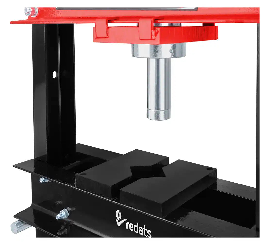 Pressa idraulica da officina 20 tonnellate a telaio per cuscinetti con manometro, a doppia azione, H-370N Redats