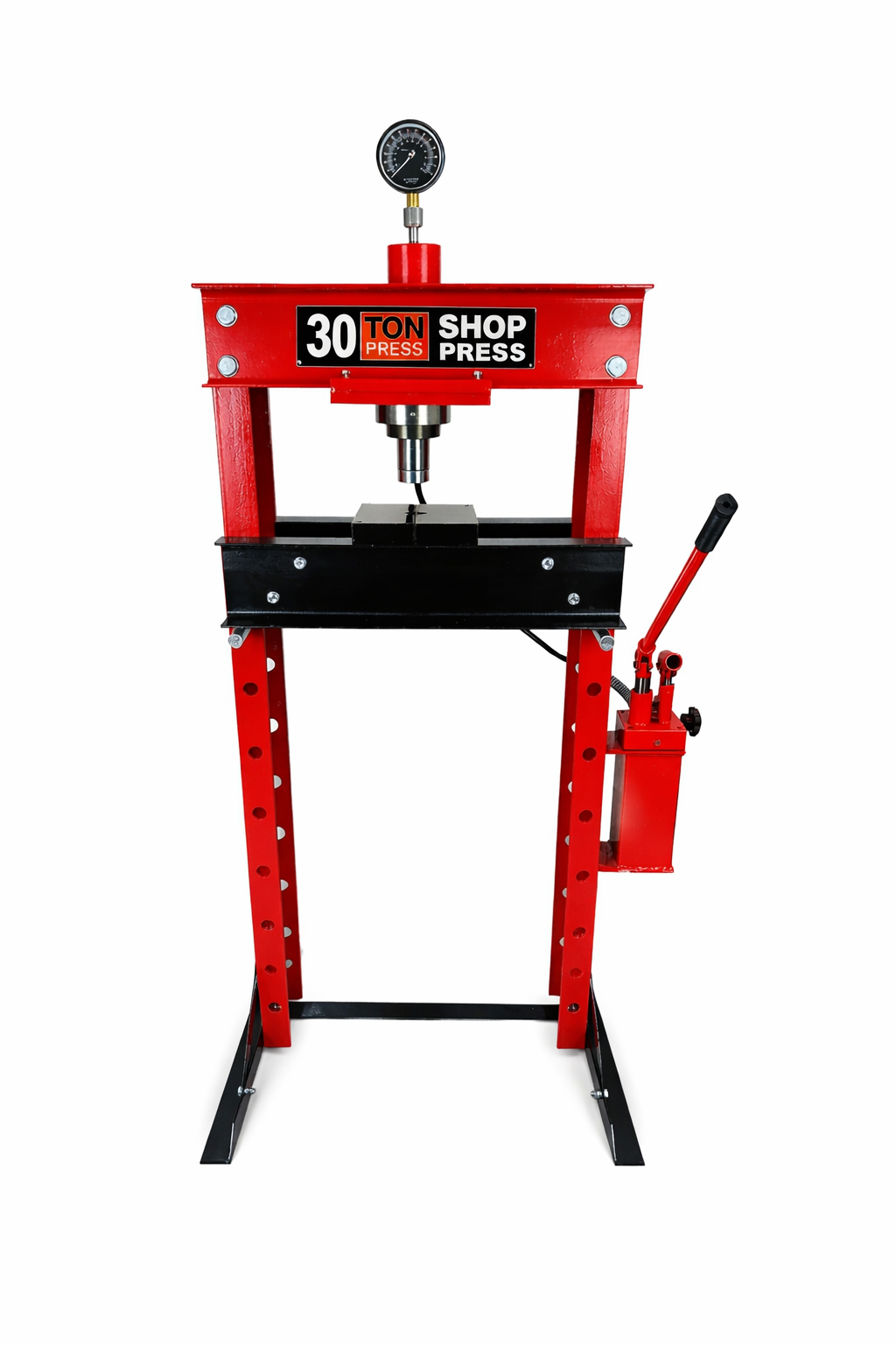 Pressa idraulica da officina 30 tonnellate a telaio per cuscinetti con manometro, a doppia azione,  Gebo Tools