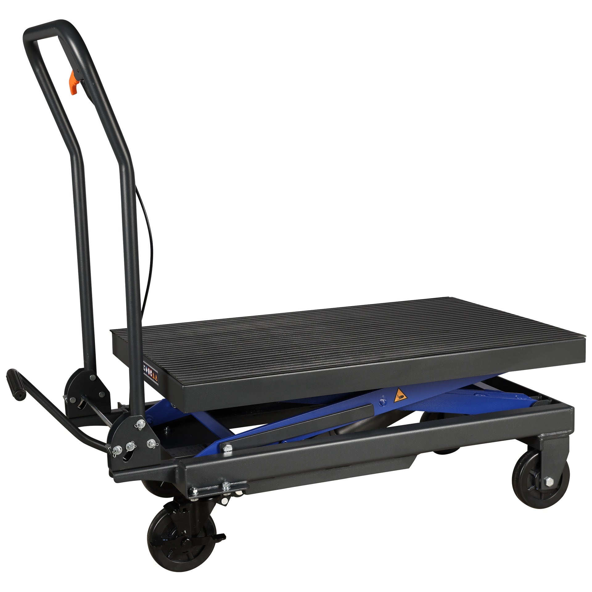 Tavolo elevatore idraulico mobile con altezza di sollevamento 390-910 mm, piattaforma 852 X 502 mm, capacita' di carico 500 kg, carrello idraulico a forbice , carrello elevatore idraulico, Mammuth