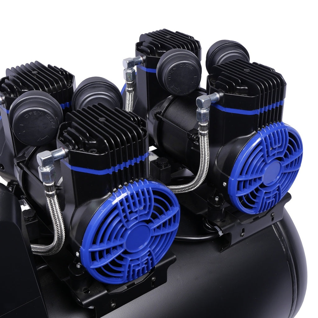Compressore aria silenziato - con capacità del serbatoio di 120 litri - senza olio, oil free - per utensili pneumatici, 4 × 2 HP Airpro