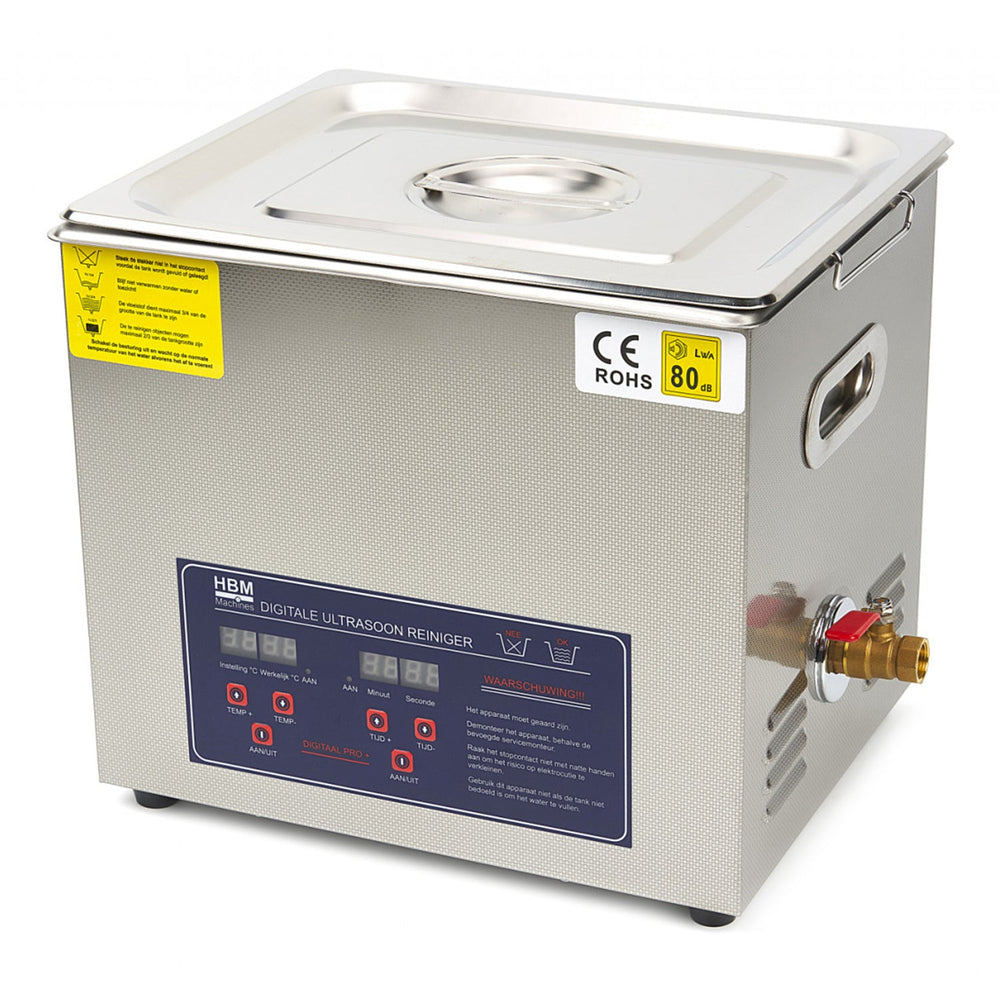 Pulitore a ultrasuoni 10l, ultrasonico professionale in acciaio inossidabile, potente macchina di pulizia, frequenza di 40 khz, orologi, srumento per pulizia laboratorio digitale con timer, Hbm