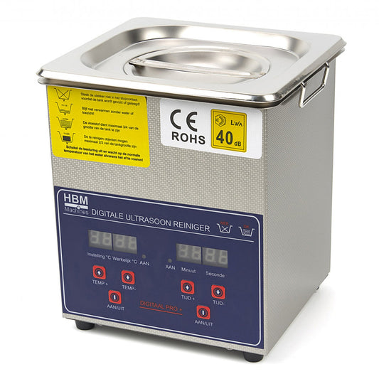 Pulitore a ultrasuoni 2l, ultrasonico professionale in acciaio inossidabile, potente macchina di pulizia, frequenza di 40 khz, orologi, strumento pulizia  laboratorio digitale con timer, Hbm