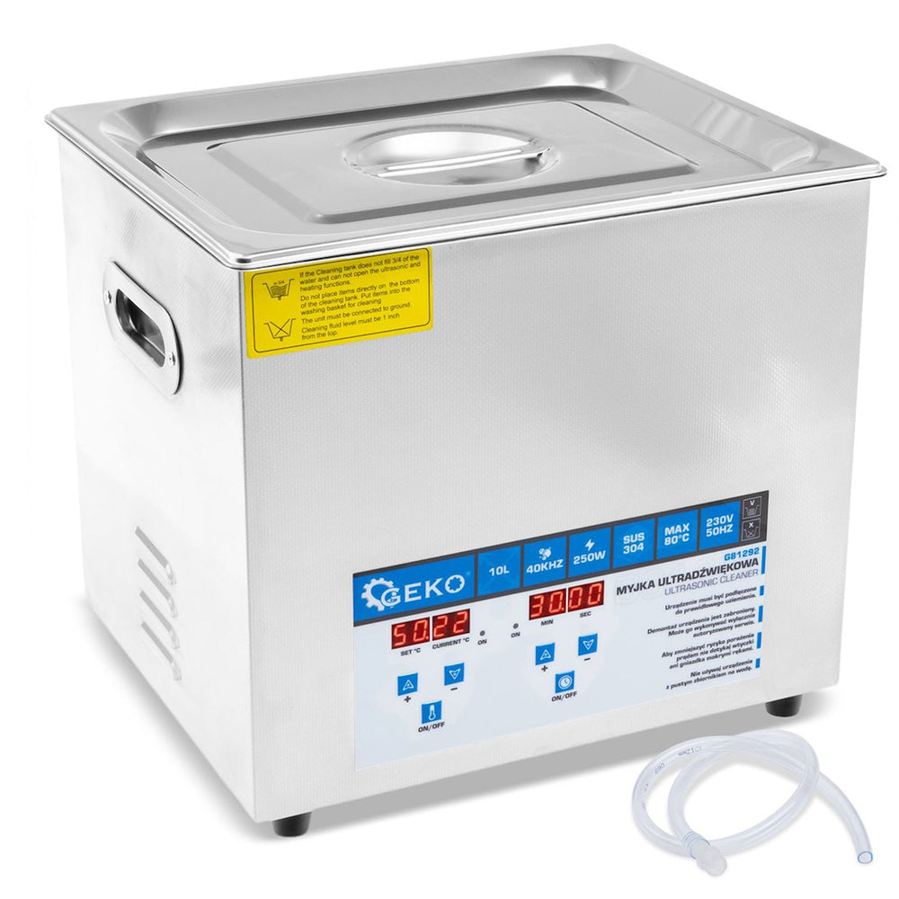 Pulitore a ultrasuoni professionale in acciaio inossidabile, potente macchina di pulizia ad ultrasuoni a frequenza di 40 khz,digitale professionale con timer, 10 litri 250 W Geko
