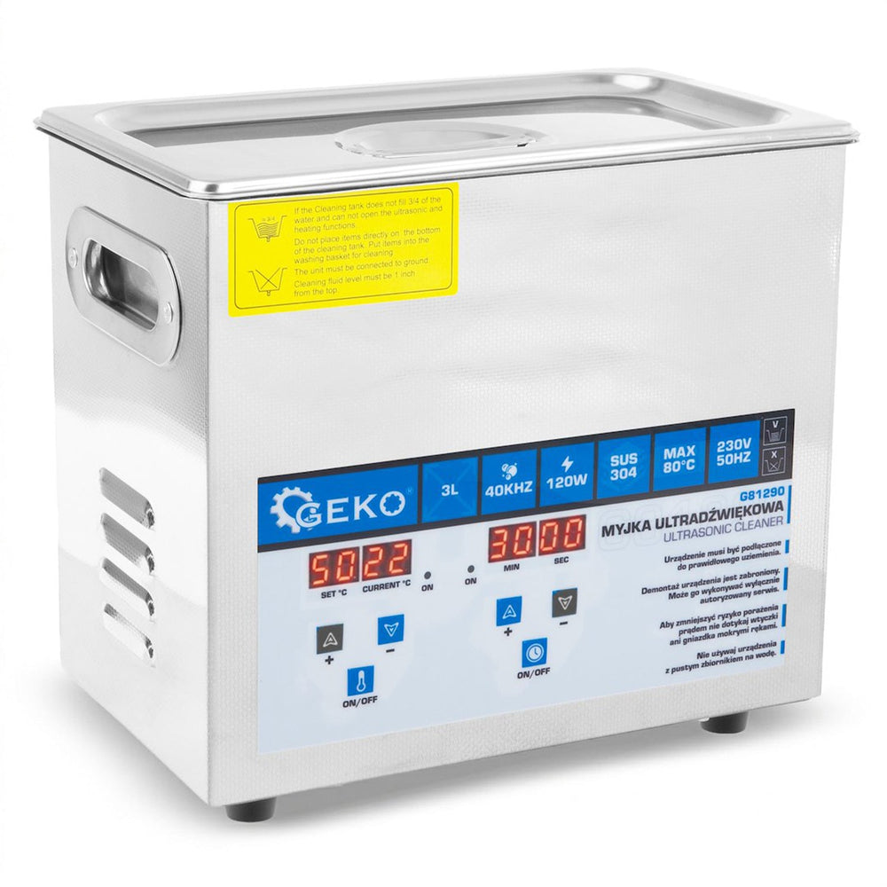 Pulitore a ultrasuoni professionale in acciaio inossidabile, potente macchina di pulizia ad ultrasuoni a frequenza di 40 khz,digitale professionale con timer, 3 litri 120 W Geko