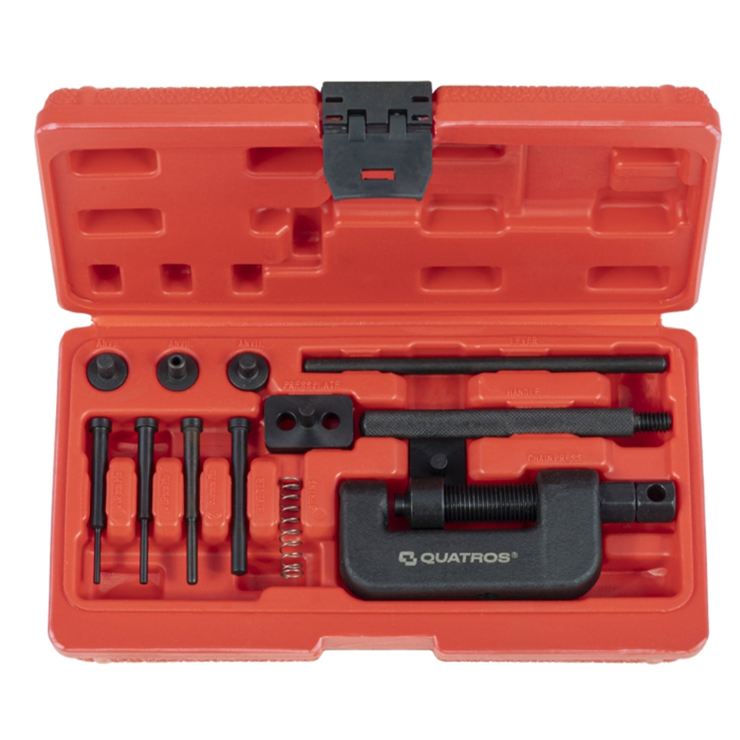 Attrezzo smontaggio/rimontaggio catene, kit per catena motocicli, kit di smagliacatena, con custodia per il trasporto, kit assortito, tagliacatena e rivettatrice, strumento di rimozione catena per moto, bici, ATV
