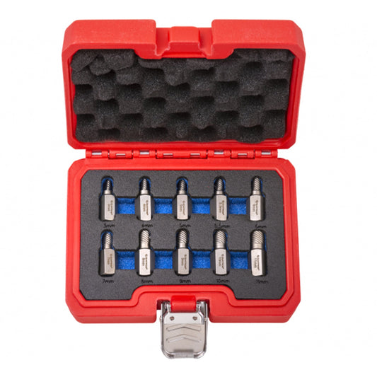Set di estrattori per viti svitate, rotte e danneggiate - 10 pezzi, argento - kit di rimozione con punte per trapano, estrattori, Quatros