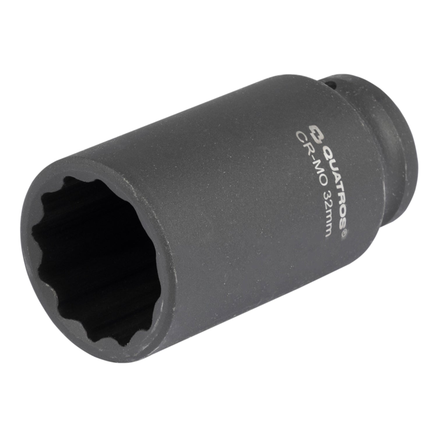 Chiave a bussola a impatto-a impulsi lunga a 12 punte con attacco 1/2" pollici, 32 mm, Cr-Mo, bussola poligonale multidente in acciaio cromo-molibdeno