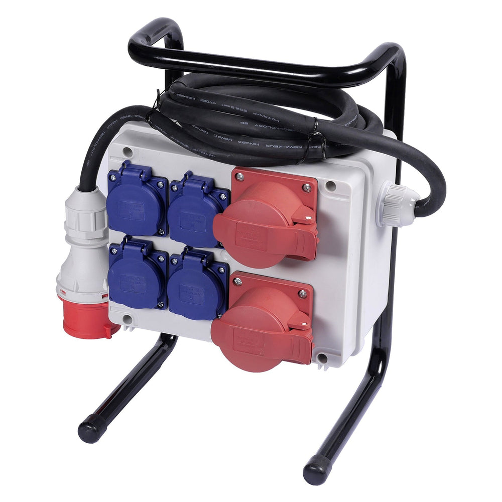 Quadro elettrico industriale 16A, 3x400v 4x230v, con 6 prese CEE, portatile, cavo 2 m, distribuzione da cantiere e officina IP44