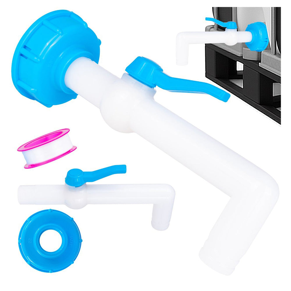 Raccordo rubinetto in plastica adattatore per serbatoio di scarico con filettatura grande da 25 mm, IBC 25 mm, 90 gradi, Mauser