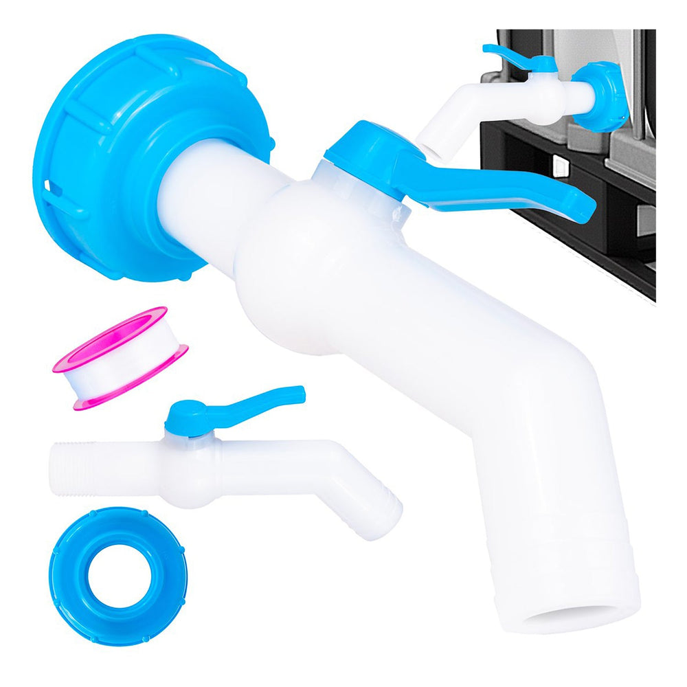 Raccordo rubinetto in plastica adattatore per serbatoio di scarico con filettatura grande da 32 mm, IBC 32 mm, 45 gradi, Mauser