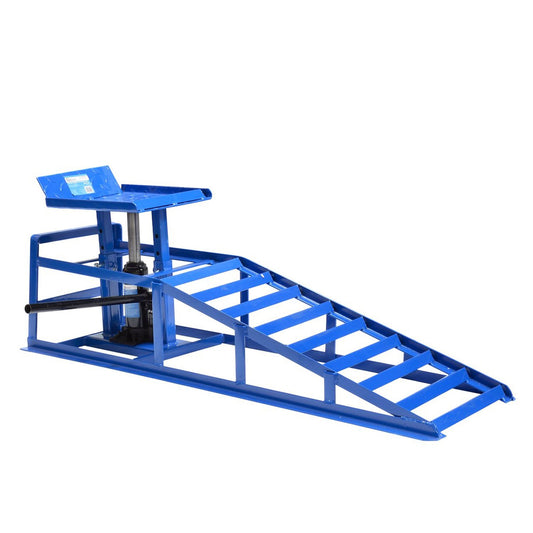 Rampa di sollevamento auto con martinetto idraulico altezza regolabile, per pneumatici max 230 mm, rampa di accesso jack, portata 2 tonnellate, Geko