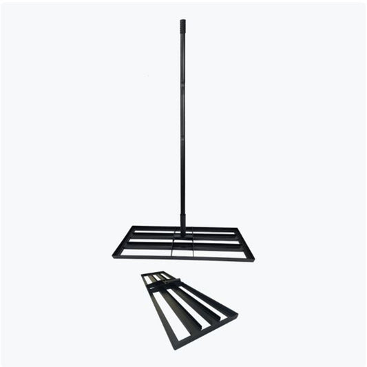 Rastrello livellatore in metallo per prato, attrezzo per la livellatura del prato con manico ergonomico, livellatrice per giardino, cortile, campo da golf