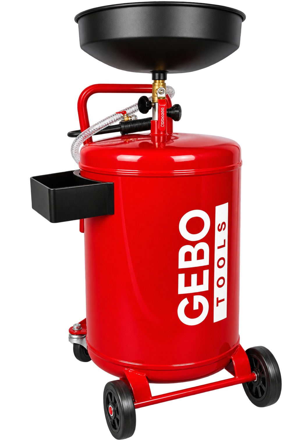 Recuperatore pneumatico per olio esausto da 75 litri con vasca di raccolta 10 litri, scarico a 6-8 bar, asta regolabile Gebo Tools