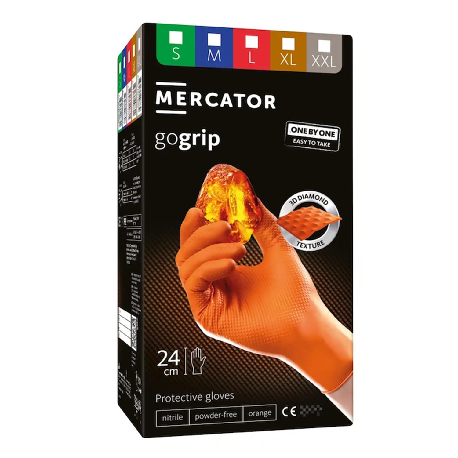 Guanti monouso in nitrile, extra resistenti, no polvere, no lattice, per meccanici, tatuatori, ristorazione, guanti da lavoro professionali, premium Mercator GoGrip One by One arancioni taglia M set da 100 pezzi
