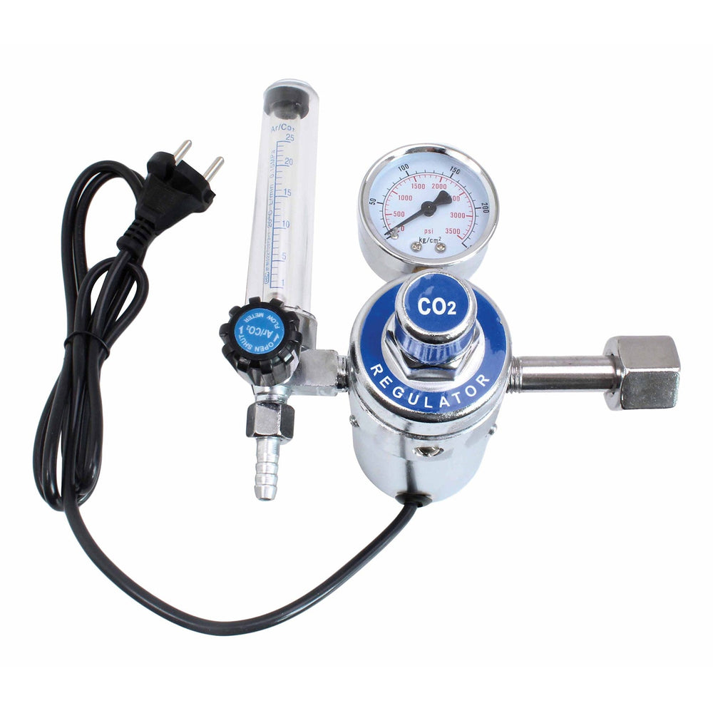 Riduttore di pressione CO2 / argon con flussometro e resistenza elettrica 230V