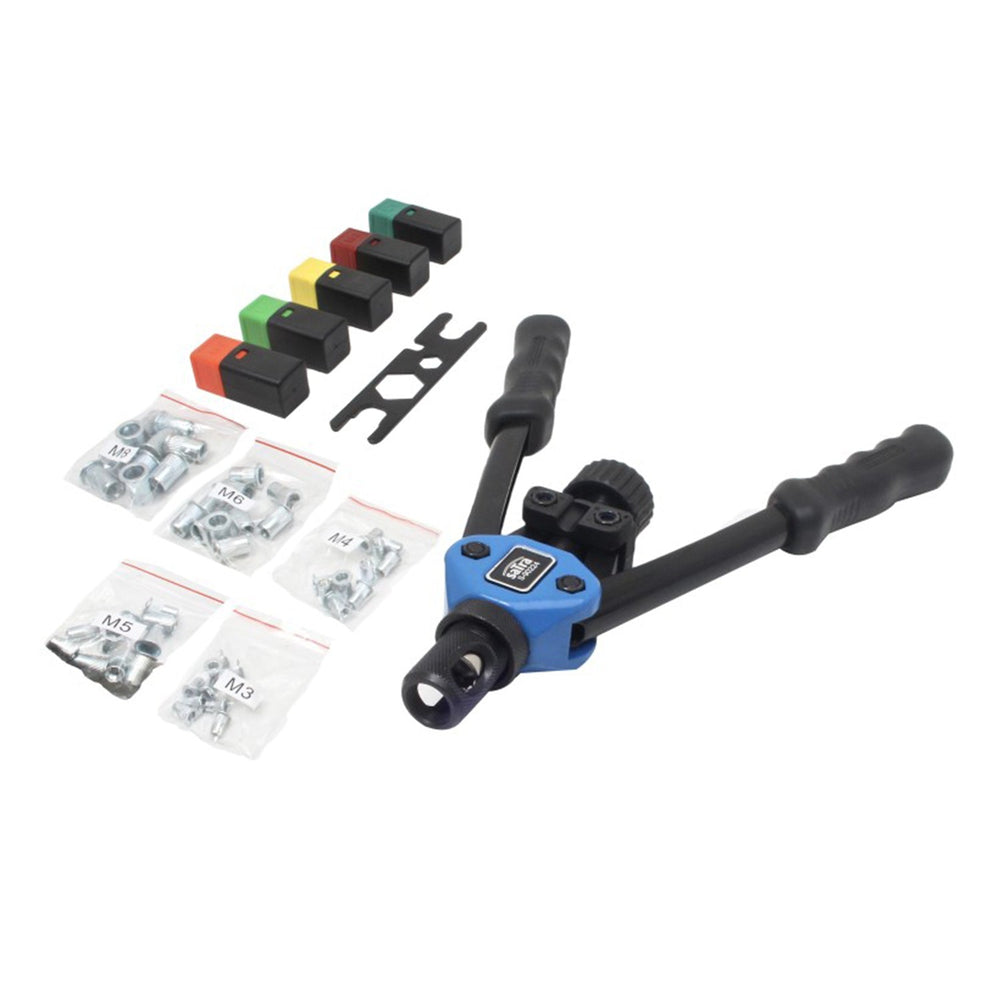 Set-kit rivettatrice per inserti filettati, manuale 5 mandrini e dadi per rivetti M3-M8, chiave per il montaggio delle testine, Satra