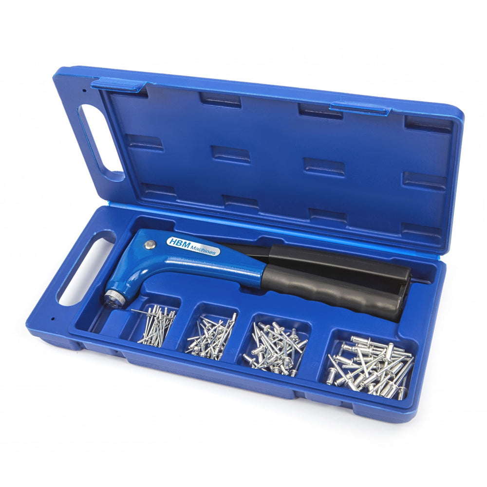 Set-kit rivettatrice  manuale professionale per inserti rivetti a strappo e ciechi, pinza per rivettil,tenaglia per filettati e a strappo, dadi ciechi 80 pezzi