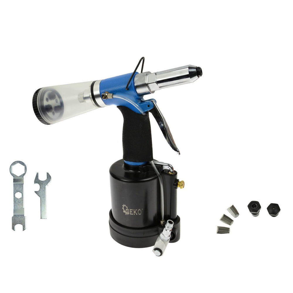 Rivettatrice pneumatica professionale con raccolta automatica steli dei rivetti, 3 2.4-6.4 mm Geko