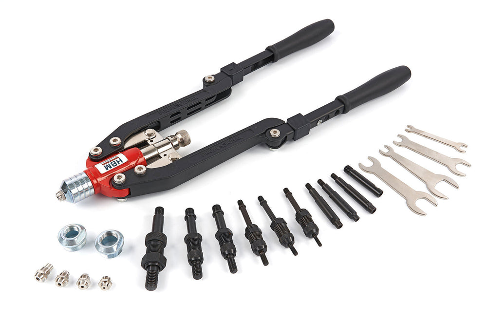 Set-kit rivettatrice professionale con dadi per rivetti M3, M4, M5, M6, M8, M10, M12, set completo, pinza con punte e dadi a rivetto, 520 mm