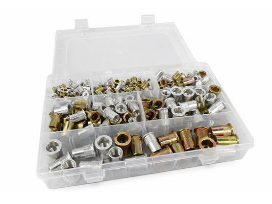 Set-kit rivetti filettati, assortimento dadi per inserti, M3-M10 300 pezzi, Gebo Tools