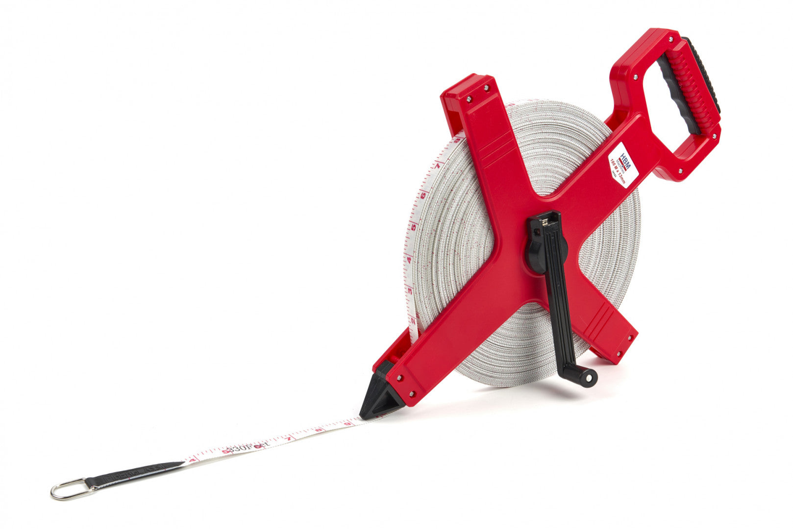 Rotella metrica professionale con impugnatura, per rilievi topografici, con nastro in fibra di vetro 100 m Hbm