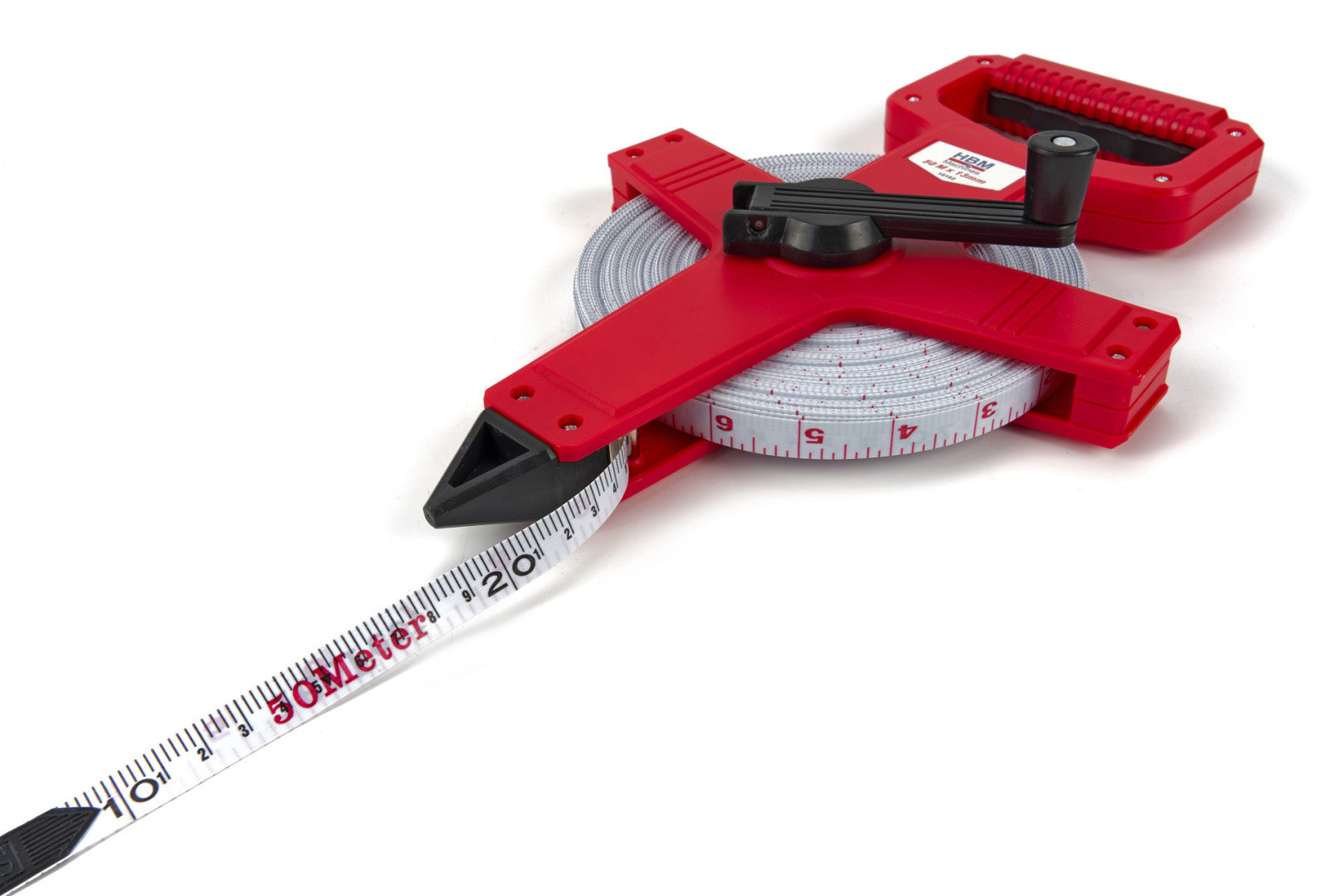 Rotella metrica professionale con impugnatura, per rilievi topografici, con nastro in fibra di vetro 50 m x 13mm Hbm