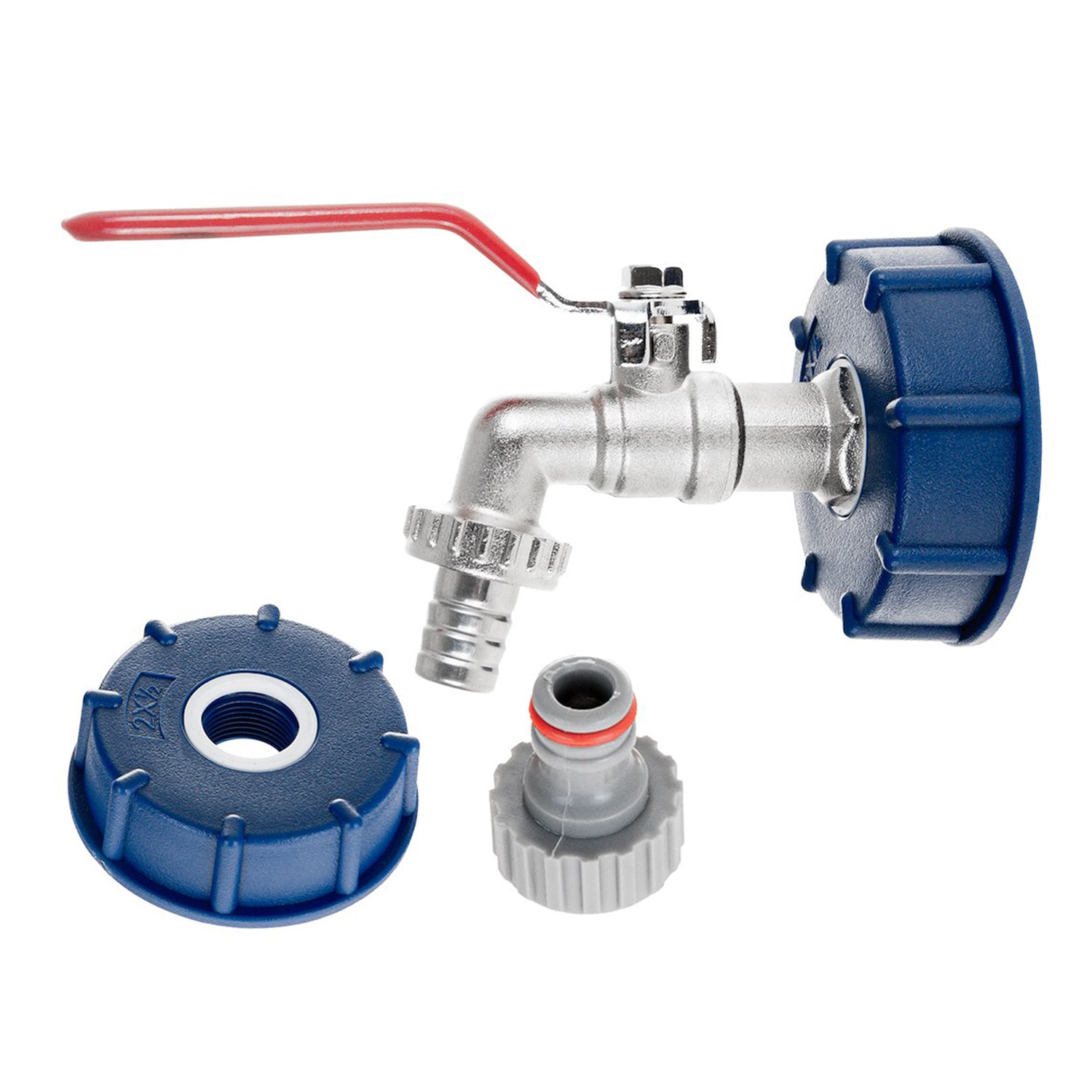 Rubinetto serbatoio S60X6 IBC doppia uscita 1/2" con raccordo per tubo ,adattatore per flessibile