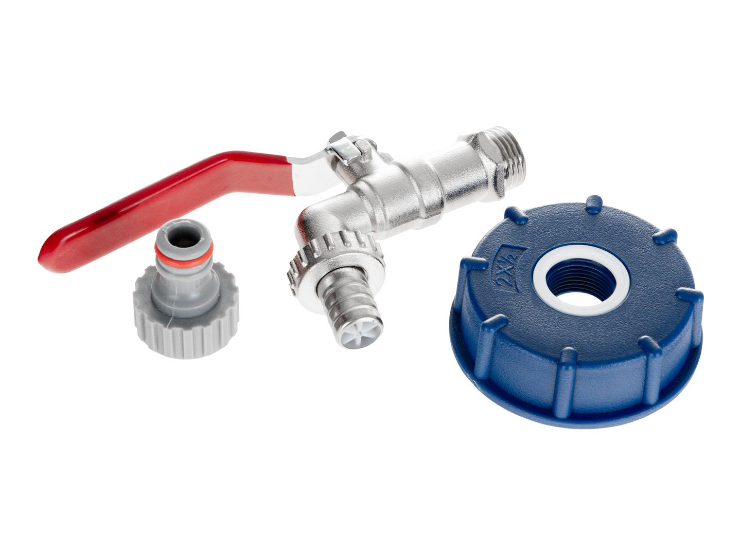 Rubinetto serbatoio S60X6 IBC doppia uscita 1/2" con raccordo per tubo ,adattatore per flessibile