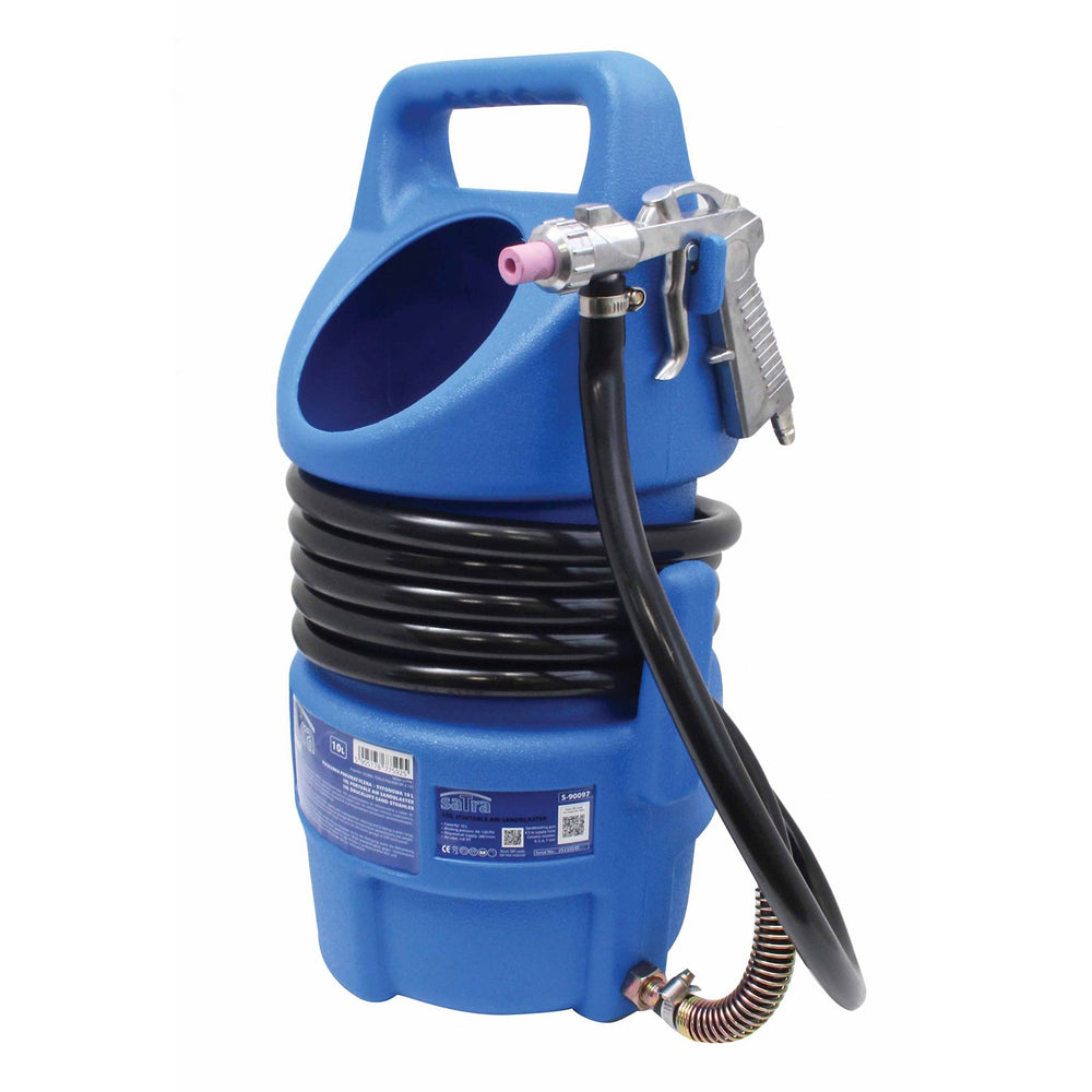 Sabbiatrice compressore portatile, per rimozione di vernice macchie ruggine, aria compressa con tubo e pistola, per esterni, con serbatoio 10 litri ,Satra