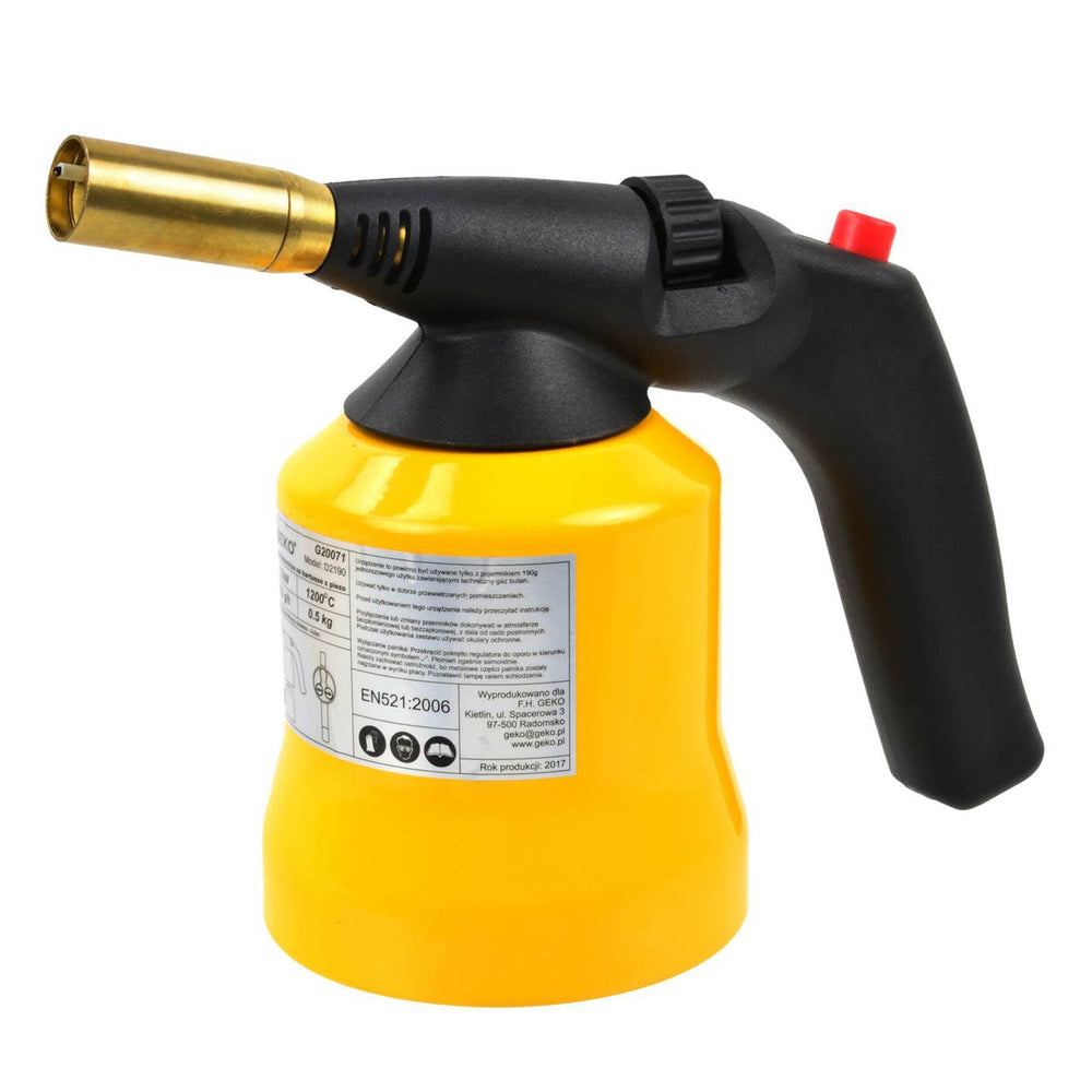 Saldatore/cannello bruciatore a gas portatile con accensione piezo per saldature scongelamenti e barbecue, piezoelettrico, 1, 7 kW Geko