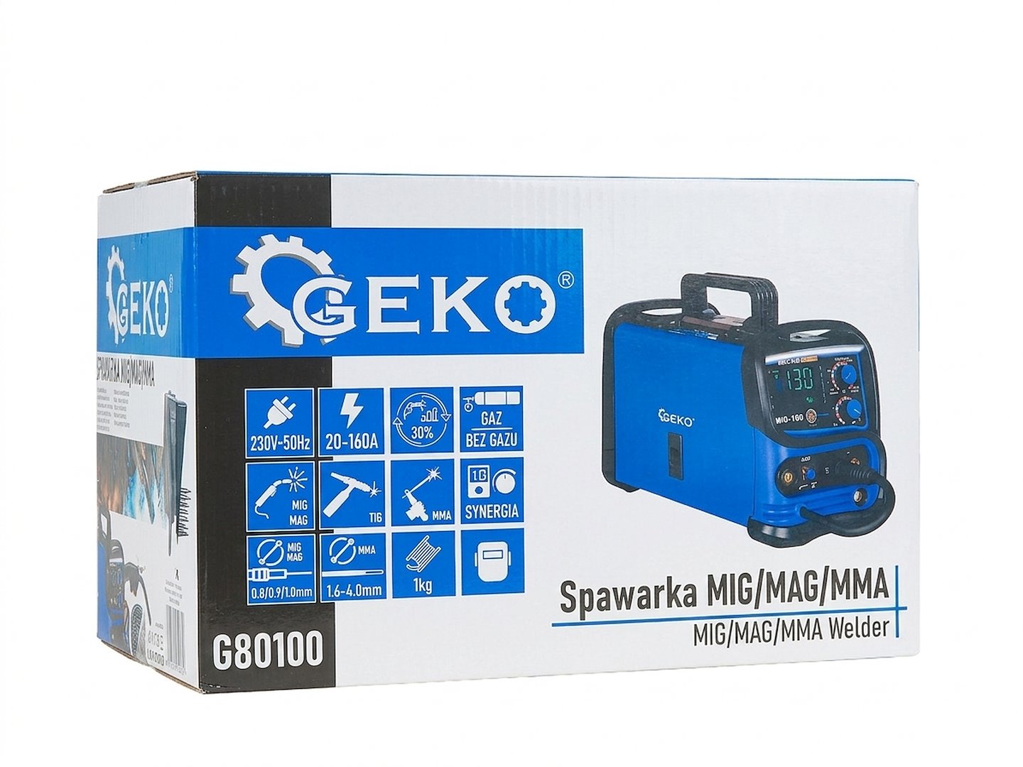 Saldatrice MIG MMA 160A - MAG a gas inerte ac230v a filo continuo 5 in 1 TIG DC Lift, Geko