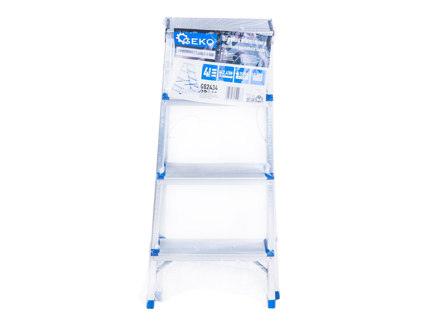 Scala alluminio 4 gradini, doppia salita, portata max 150 kg Geko