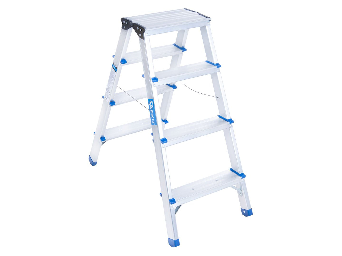 Scala alluminio 4 gradini, doppia salita, portata max 150 kg Geko