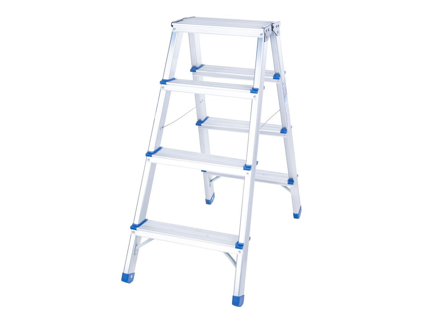 Scala alluminio 4 gradini, doppia salita, portata max 150 kg Geko