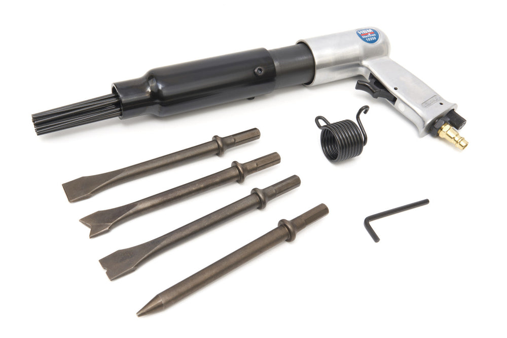 Set-kit scalpellatore pneumatico 2 in 1 ,per rimozione/sverniciatura della ruggine ,per la pulizia di metalli e vernici Hbm