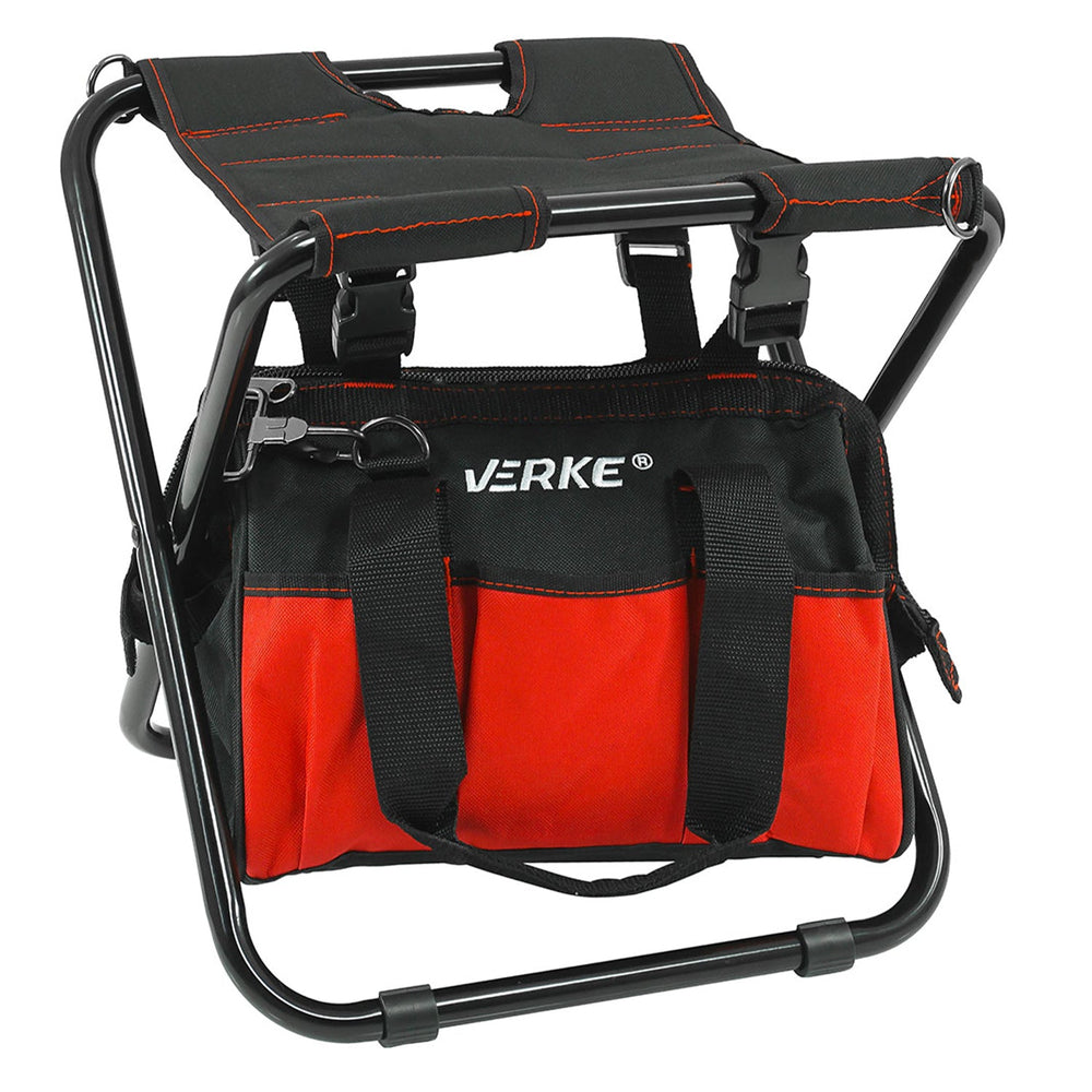 Sedia portatile pieghevole e leggera con borsa porta attrezzi, zaino da pesca e sgabello, escursioni e campeggio all'aperto, picnic, viaggi, barbecue e spiaggia, officina, 42 X 29 X 31 cm Verke