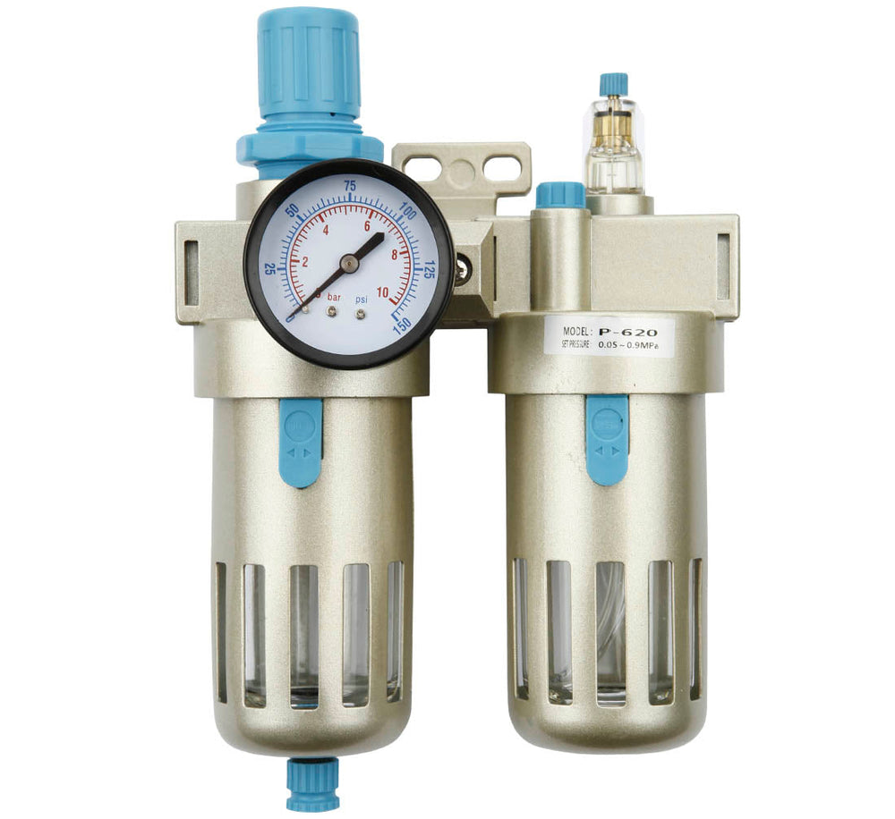 Separatore d'acqua e olio ad aria compressa, riduttore di pressione per compressore, filtro regolatore con manometro 1/2" P-620